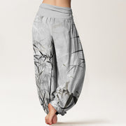 Buddha Stones Casual Bamboo Leaves Women's Elastic Waist Harem Pants