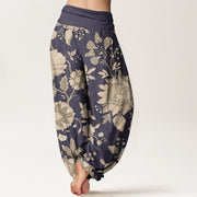 Buddha Stones Casual Peony Women's Elastic Waist Harem Pants Women's Harem Pants BS 1