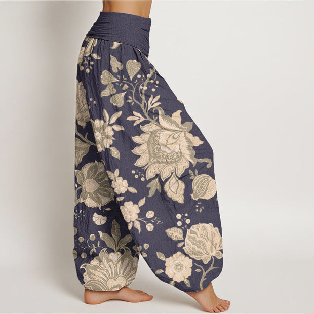 Buddha Stones Casual Peony Women's Elastic Waist Harem Pants Women's Harem Pants BS 2