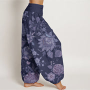 Buddha Stones Casual Peony Women's Elastic Waist Harem Pants Women's Harem Pants BS 6