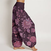 Buddha Stones Casual Peony Women's Elastic Waist Harem Pants