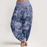 Buddha Stones Casual Magnolias Women's Elastic Waist Harem Pants