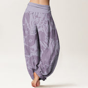 Buddha Stones Casual Magnolias Women's Elastic Waist Harem Pants