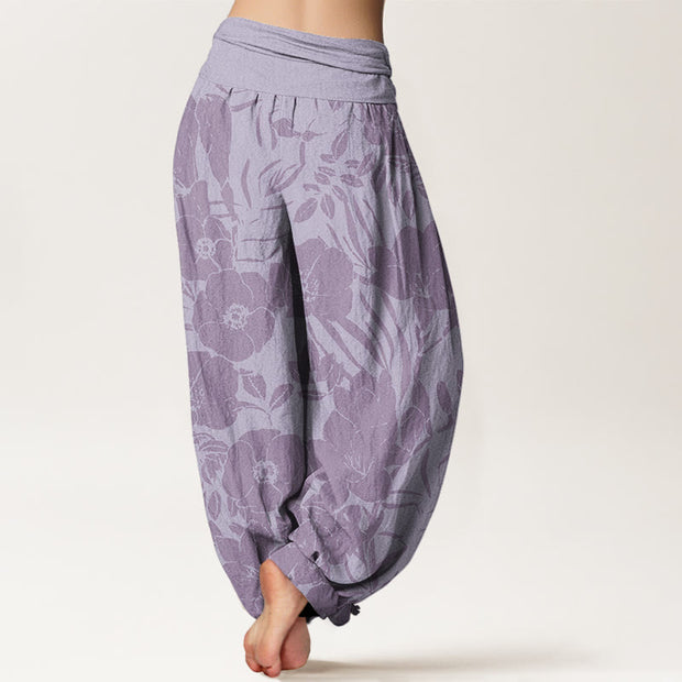 Buddha Stones Casual Magnolias Women's Elastic Waist Harem Pants