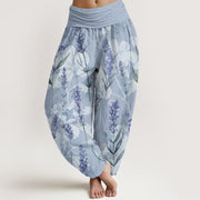 Buddha Stones Casual Lavender Flowers Lilies Women's Elastic Waist Harem Pants Women's Harem Pants BS LightSteelBlue US22，UK/AU26，EU54 (6XL)