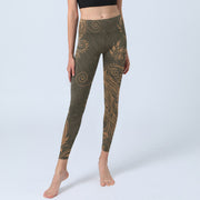 Buddha Stones Peacock Feather Print Gym Leggings Women's Yoga Pants