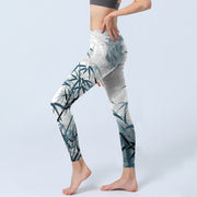 Buddha Stones Bamboo Print Gym Leggings Women's Yoga Pants