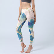 Buddha Stones Plum Blossoms Mountains Print Gym Leggings Women's Yoga Pants