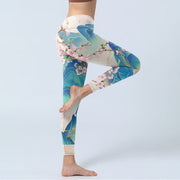 Buddha Stones Plum Blossoms Mountains Print Gym Leggings Women's Yoga Pants Leggings BS 3