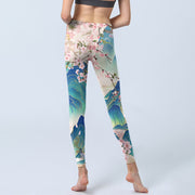 Buddha Stones Plum Blossoms Mountains Print Gym Leggings Women's Yoga Pants Leggings BS 6