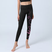 Buddha Stones Black Pink Lotus Flower Print Gym Leggings Women's Yoga Pants - image 6