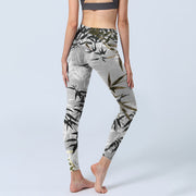 Buddha Stones Dark Gray Bamboo Leaves Print Gym Leggings Women's Yoga Pants - image 5