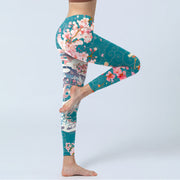 Buddha Stones Dragon Cherry Blossoms Print Gym Leggings Women's Yoga Pants Leggings BS 3