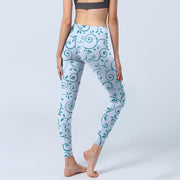 Buddha Stones Blue Vine Leaves Print Gym Leggings Women's Yoga Pants - image 4