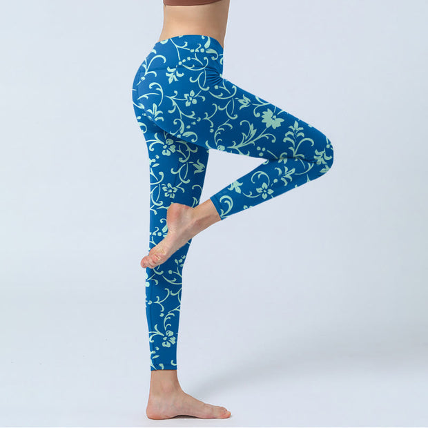 Buddha Stones Vine Plants Flowers Print Gym Leggings Women's Yoga Pants - image 5