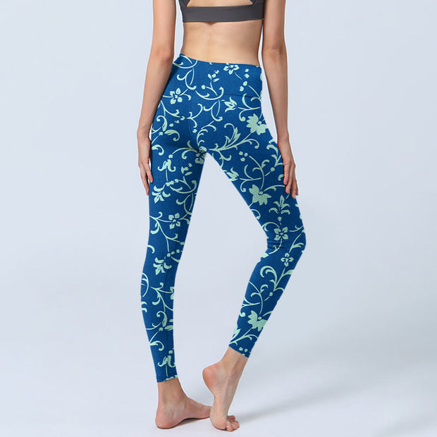Buddha Stones Vine Plants Flowers Print Gym Leggings Women's Yoga Pants - image 4