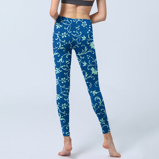 Buddha Stones Vine Plants Flowers Print Gym Leggings Women's Yoga Pants - image 7