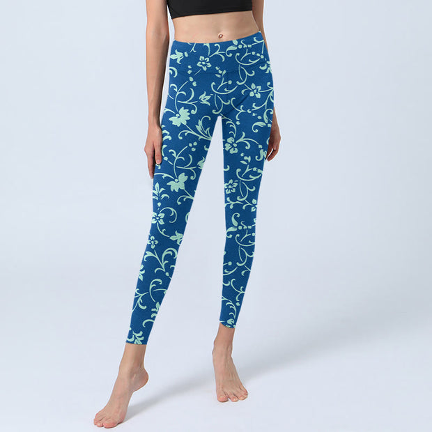 Buddha Stones Vine Plants Flowers Print Gym Leggings Women's Yoga Pants - image 6