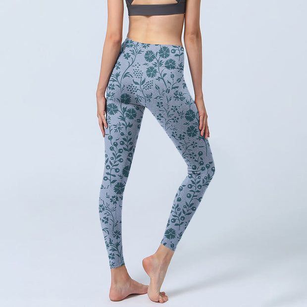 Buddha Stones Lush Flowers Plants Print Gym Leggings Women's Yoga Pants - image 4