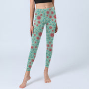 Buddha Stones Vine Leaves Blossom Print Gym Leggings Women's Yoga Pants - image 6