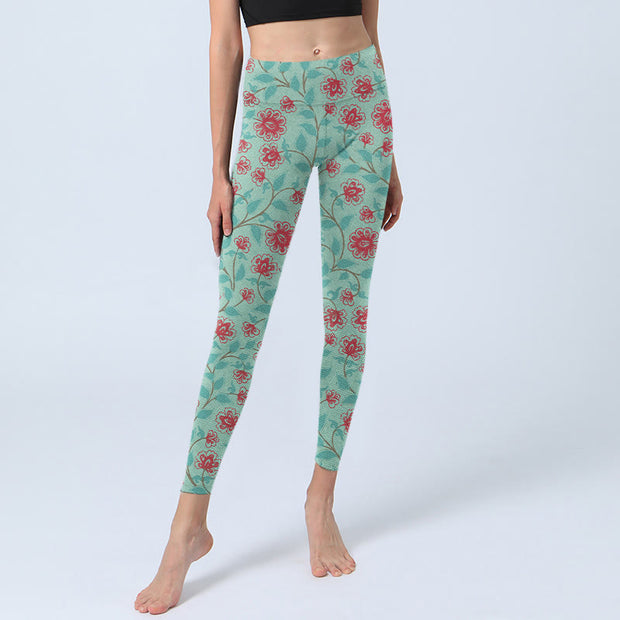 Buddha Stones Vine Leaves Blossom Print Gym Leggings Women's Yoga Pants - image 6