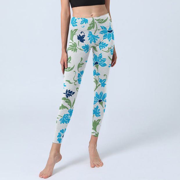 Buddha Stones Blossom Leaves Print Gym Leggings Women's Yoga Pants - image 6