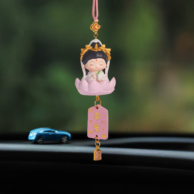 Buddha Stones Lotus Avalokitesvara Buddha Fu Character Wealth Car Hanging Decoration Car Hanging Decoration BS Avalokitesvara Lotus 34cm