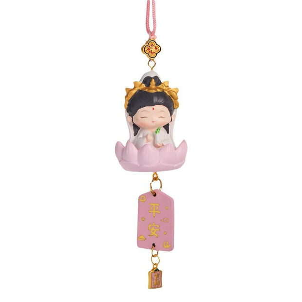 Buddha Stones Lotus Avalokitesvara Buddha Fu Character Wealth Car Hanging Decoration Car Hanging Decoration BS 5