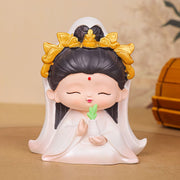 Buddha Stones Meditation Avalokitesvara Lotus Boy Girl Resin Statue Harmony Home Decoration