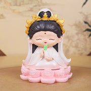 Buddha Stones Meditation Avalokitesvara Lotus Boy Girl Resin Statue Harmony Home Decoration Decorations BS Avalokitesvara Lotus 6.6*6.6*9.1cm