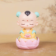 Buddha Stones Meditation Avalokitesvara Lotus Boy Girl Resin Statue Harmony Home Decoration