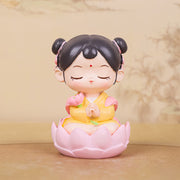 Buddha Stones Meditation Avalokitesvara Lotus Boy Girl Resin Statue Harmony Home Decoration