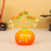 Buddha Stones Persimmon Peace and Safe Yellow Ingot Attract Wealth Resin Statue Harmony Home Decoration