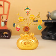 Buddha Stones Persimmon Peace and Safe Yellow Ingot Attract Wealth Resin Statue Harmony Home Decoration