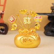 Buddha Stones Persimmon Peace and Safe Yellow Ingot Attract Wealth Resin Statue Harmony Home Decoration