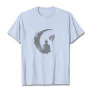 Buddha Stones Meditating Buddha Pattern Cotton Tee T-shirt T-Shirts BS Light Cyan 2XL