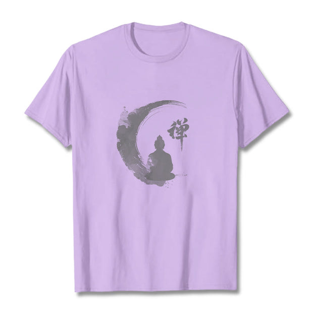 Buddha Stones Meditating Buddha Pattern Cotton Tee T-shirt