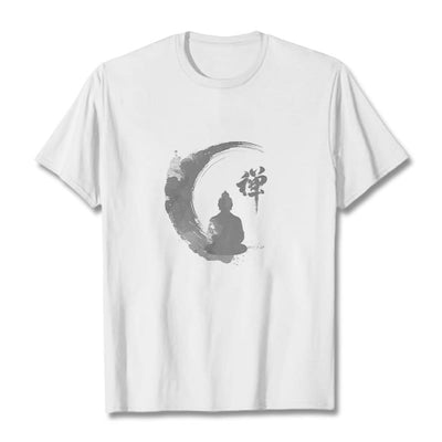 Buddha Stones Meditating Buddha Pattern Cotton Tee T-shirt