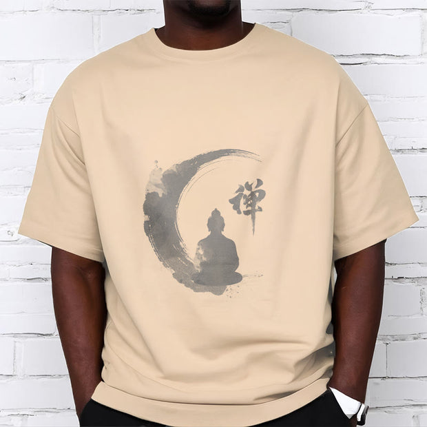 Buddha Stones Meditating Buddha Pattern Cotton Tee T-shirt T-Shirts BS 17