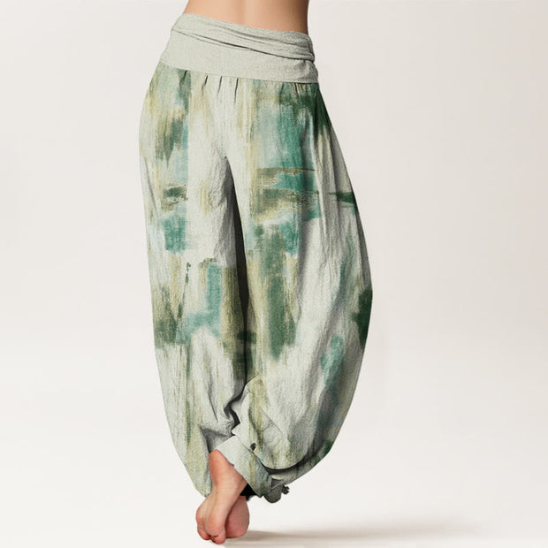 Buddha Stones Tie Dye Pattern Design Women's Elastic Waist Harem Pants