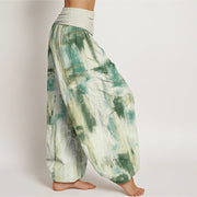 Buddha Stones Tie Dye Pattern Design Women's Elastic Waist Harem Pants