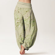 Buddha Stones Flow Wind Pattern Women's Elastic Waist Harem Pants