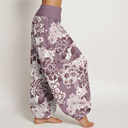 Buddha Stones Peony Dandelion Flowers Women's Elastic Waist Harem Pants