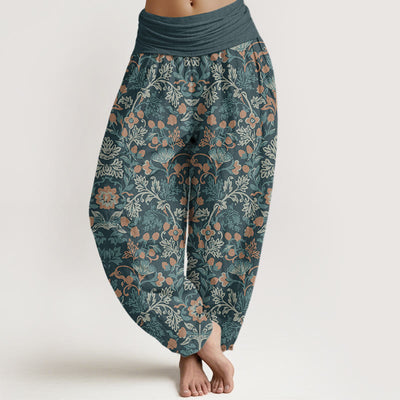 Buddha Stones Casual Flower Vine Leaves Pattern Women's Elastic Waist Harem Pants - LightSlateGray - US22，UK/AU26，EU54 (6XL) - image 1