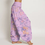 Buddha Stones Casual Loquat Pattern Women's Elastic Waist Harem Pants