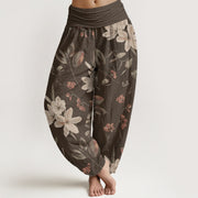 Buddha Stones Casual Floral Leaves Women's Elastic Waist Harem Pants