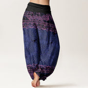 Buddha Stones Elegant Mandala Flowers Design Women's Elastic Waist Harem Pants