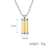 Buddha Stones Titanium Steel Prayer Wheel Scriptures Necklace Balance Pendant Necklaces & Pendants BS 6