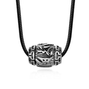 Buddha Stones Tibetan Om Mani Padme Hum Four Mythical Beasts Titanium Steel Wisdom Necklace Pendant Necklaces & Pendants BS Om Mani Padme Hum-Leather Cord