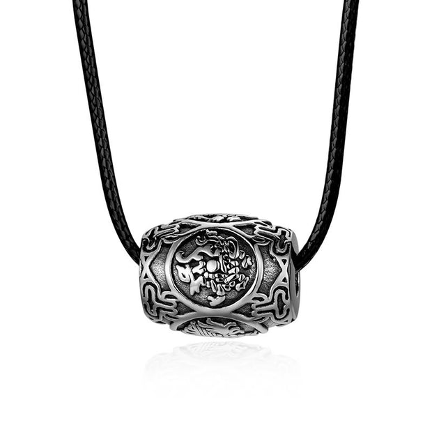 FREE Today: Wisdom Purity Tibetan Om Mani Padme Hum Four Mythical Beasts Titanium Steel Necklace Pendant